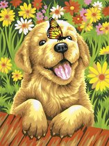 Puppy met vlinder Schilderen op nummer