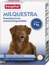 Beaphar Milquestra Ontworming Tabletten Hond 5 - 50 kg 2 tabletten