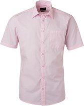 James and Nicholson Herenshort Poplin Shirt met korte mouwen (Lichtroze)