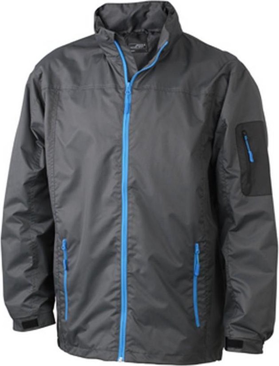 James and Nicholson Heren Windbreker Koolstof /Aqua Grijs