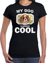 Charles spaniel honden t-shirt my dog is serious cool zwart - dames - Cavalier king charles-spaniels liefhebber cadeau shirt 2XL