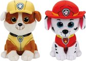 Paw Patrol knuffels set van 2x karakters Rubble en Marshall 15 cm - Kinder speelgoed hondjes