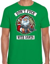 Fout Kerstshirt / Kerst t-shirt Dont fuck with Santa groen voor heren - Kerstkleding / Christmas outfit 2XL