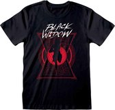 Marvel Black Widow Heren Tshirt -2XL- Text And Silhouette Zwart