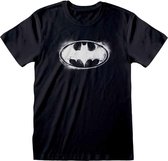 DC Comics Batman Heren Tshirt -XL- BW Distressed Logo Zwart