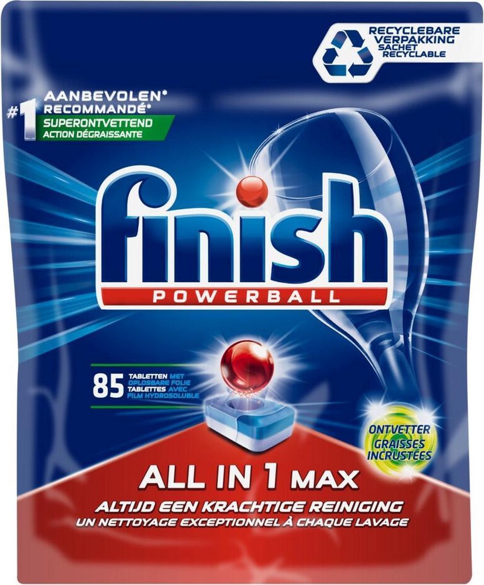 Finish All in 1 Max Ontvetter Vaatwastabletten - Kwartaalpak - 85 Tabs