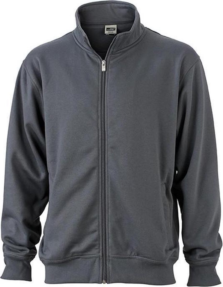 James and Nicholson Unisex Workwear Sweat Jacket Koolstofgrijs
