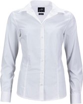 James and Nicholson Dames/dames Longsleeve Business Shirt (Wit)