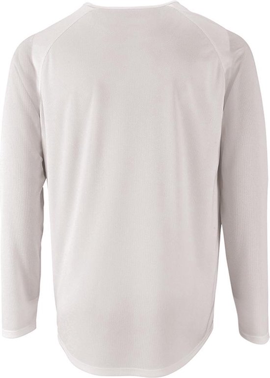 Witte lange mouwen sport T-shirt, achterkant.