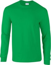 Gildan Heren Effen Bemanningsleden Hals Ultra Katoen Lange Mouw T-Shirt (Iers Groen)
