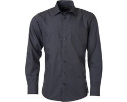 James and Nicholson Heren Longsleeve Poplin Shirt (Koolstofgrijs)