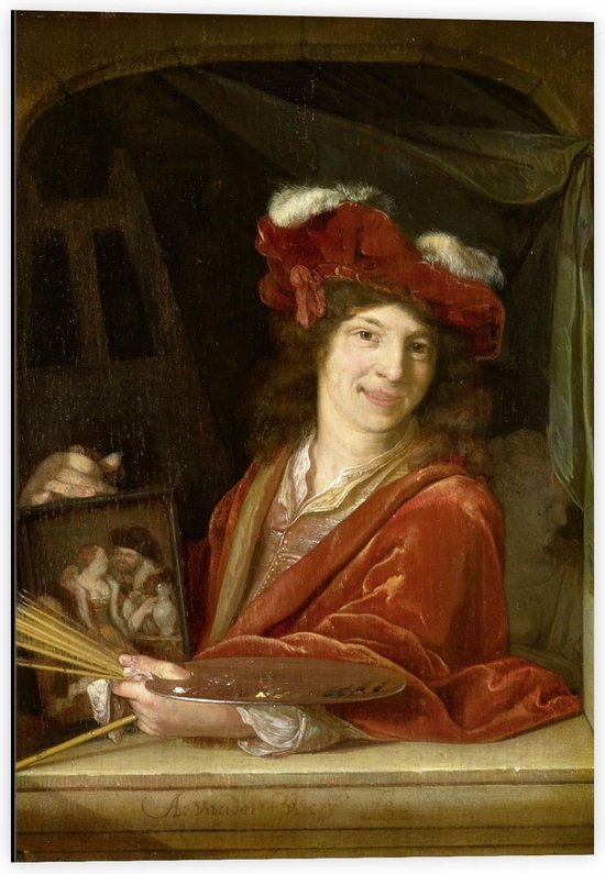Dibond - Oude meesters - Een jonge schilder, Adriaen van der Werff, 1670 - 1690 - 40x60cm Foto op Aluminium (Met Ophangsysteem)