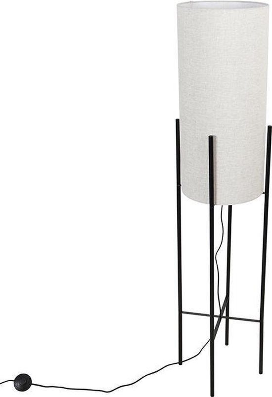 QAZQA rich - Moderne Vloerlamp | Staande Lamp met kap - 1 lichts - H 1450 mm - Grijs - Woonkamer | Slaapkamer
