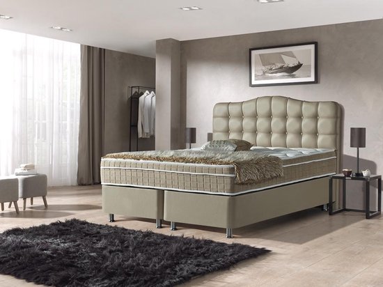 Dreamhouse® Marrakech Luxe Boxspring met Opbergruimte – Bed - 180 x 200 cm - Taupe - Kunstleer