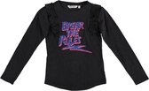 Garcia off black longsleeve met glitteropdruk - meisje - Maat 140