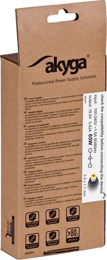 Akyga AK-ND-06 Alimentation & Onduleur Intérieur 65 W Zwart