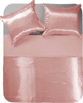 Y-NOT - Satijn uni - Dekbedovertrek - Polyester - Tweepersoons - 200X200/220 cm - Zacht Roze