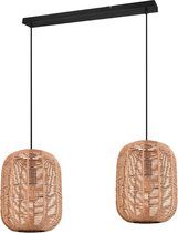 LED Hanglamp - Trion Tuna - E27 Fitting - 2-lichts - Rechthoek - Mat Zwart - Aluminium - BSE