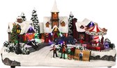Luville Kerstdorp Miniatuur met Auto -  L40 x B25 x H21 cm