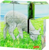 Goki Houten blokpuzzel boerderijdieren - Wit