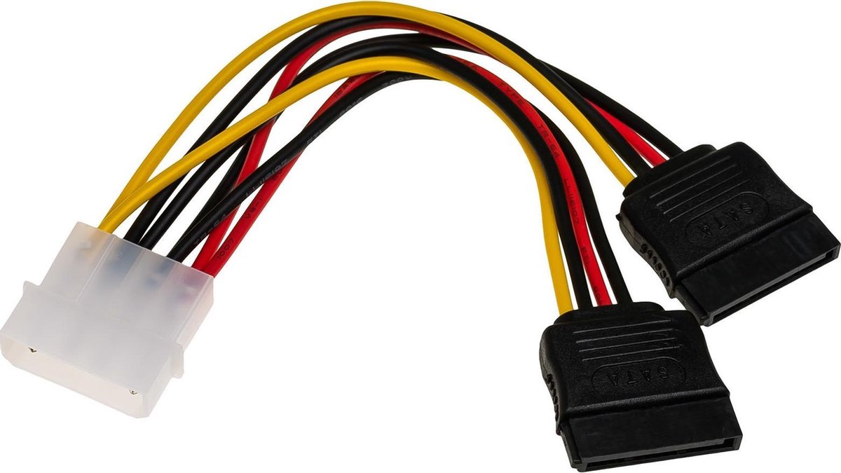 Akyga Molex 2X Sata-Voedingskabel 0,15M Adapter Voor Computer