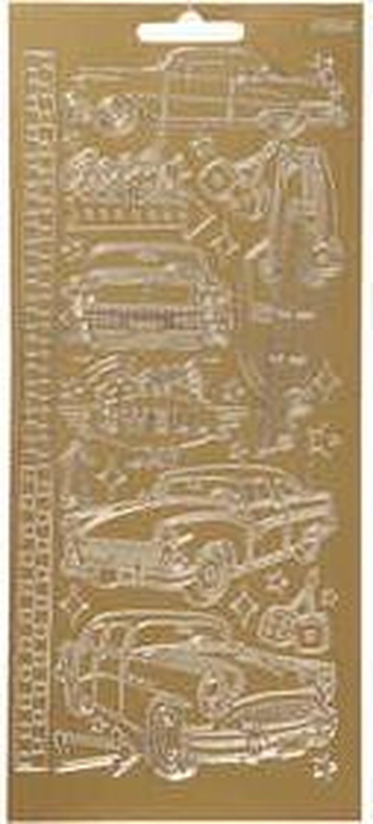 PacklinQ Stickers. goud. auto's. 10x23 cm. 1 vel
