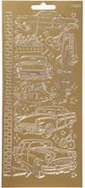 Stickers, auto's, 10x23 cm, goud, 1 vel