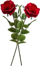 2x Rode rozen Marleen kunstbloemen 63 cm - Woondecoratie/accessoires - Kunstbloemen - Nepbloemen - Kunsttakken - Roos/rozen