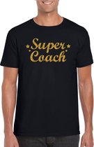 Super Coach cadeau t-shirt met gouden glitters met zwart voor heren -  Bedankt cadeau voor een coach M