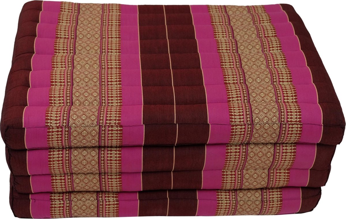 Fine Asianliving Thais Kussen Matras Gevouwen 80x200cm Mat Kussen XXXL Fuchsia Meditatie Mat Matras