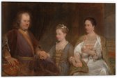 Dibond - Oude Meesters - H. Boerhaave met M. Drolenvaux dochter, Aert de Gelder - 60x40cm Foto op Aluminium (Met Ophangsysteem)