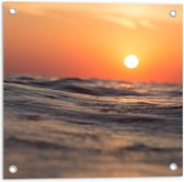 Tuinposter – Zon achter de Zee - 50x50cm Foto op Tuinposter  (wanddecoratie voor buiten en binnen)