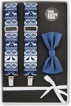 We Love Ties - Giftset bretels Nordic Blue - blauw / wit