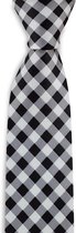 We Love Ties - Stropdas geblokt - geweven polyester Microfill - zwart / grijs / wit