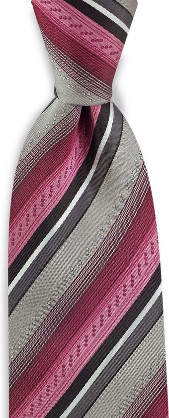 We Love Ties - Stropdas Mister Edgy - geweven zuiver zijde - grijs / roze/ wit