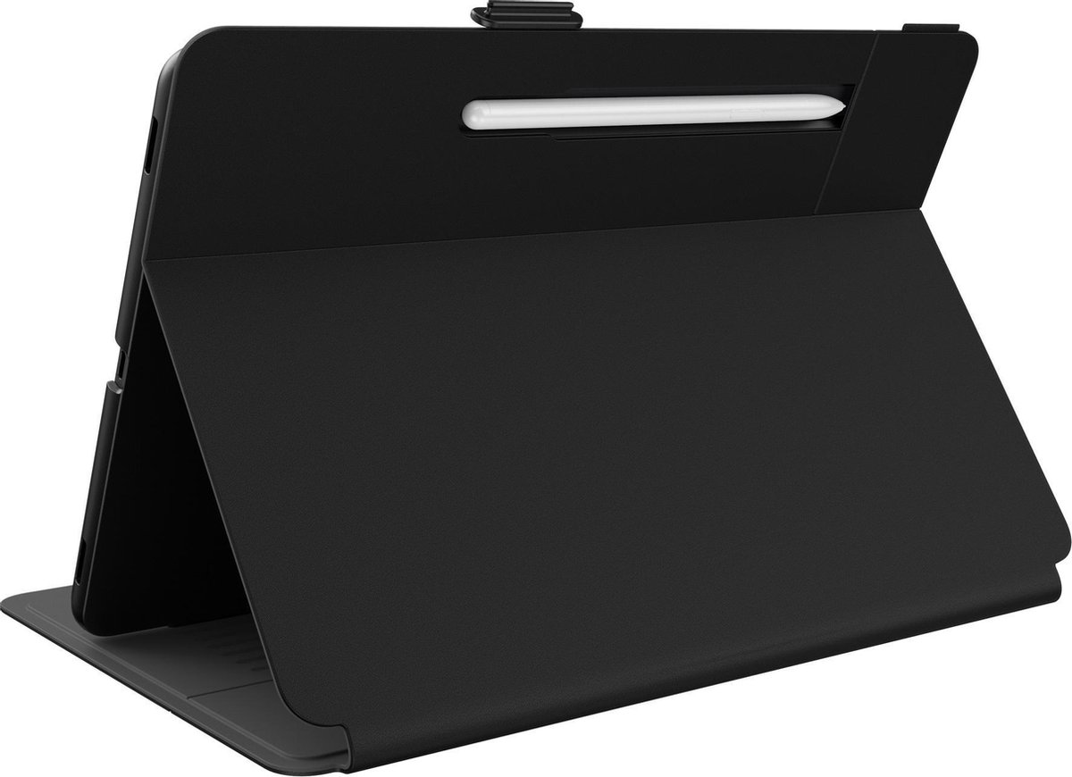 Speck hoesje geschikt voor Samsung Galaxy Tab S7+ - Stand functie - Veiligheidskliksysteem - Automatisch aan/uit magneet functie - Gevoerde binnenkant - Microban Antibacterieel - Zwart