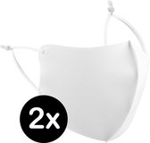 Mondkapje Wasbaar Verstelbaar Wit Mondmasker Wasbaar Mondkapje Verstelbare Wasbare Mondkapjes Niet Medisch Elastisch Universeel - 2 PACK