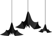 9x Zwarte vleermuizen hangdecoraties van papier - Halloween feestartikelen/versiering