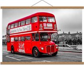 Schoolplaat – Rode Tour bus - 90x60cm Foto op Textielposter (Wanddecoratie op Schoolplaat)