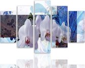 Schilderij , Witte Orchidee 2 , 4 maten , 5 luik , multikleur , Premium print , XXL