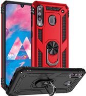 Motorola Moto G8 Power Hoesje - Anti-Shock Hybrid Ring Armor rood