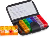 relaxdays pillendoos met etui - 7 dagen - 4 vakken - medicamenten etui - voor op reis