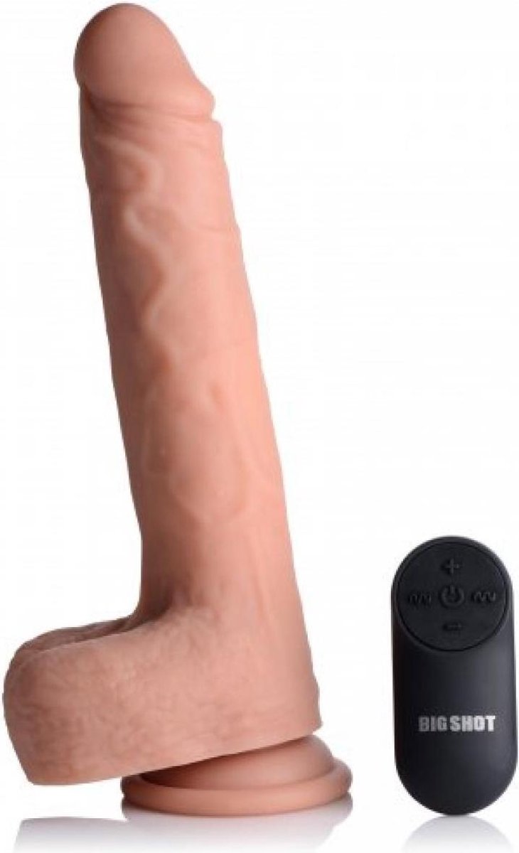 Goedkoopste Vibrerende & Stotende Realistische XL Dildo Met Balzak - 17.8 cm