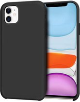 Siliconen Backcover Hoesje + Tempered Glas Screenprotector Geschikt voor: Apple iPhone 11 -Zwart