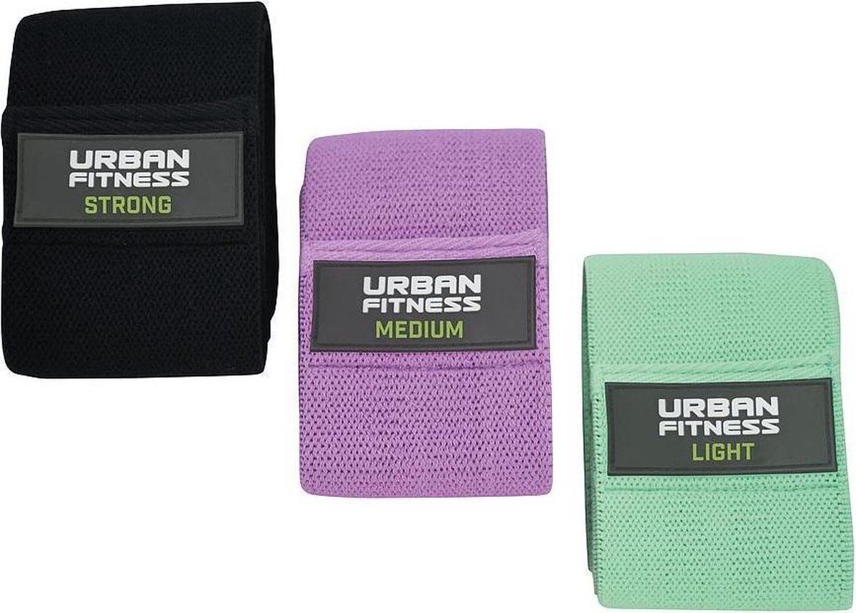 Urban Fitness Weerstandsbanden Rubber Zwart/paars/groen 3 Stuks