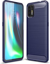 Armor Brushed TPU Back Cover - Motorola Moto G9 Plus Hoesje - Blauw