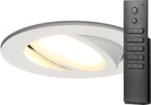 14x HOFTRONIC Rome - Inbouwspot met afstandsbediening - LED - Zaagmaat 75mm - Wit - Dimbaar - Kantelbaar - 6 Watt - 500 lumen - 230V - 2700K Extra warm wit - Plafondspots - Inbouwspot voor ba