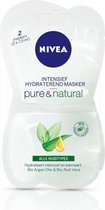 NIVEA Pure & Natural Intensief Hydraterend Masker - 2 x 7,5 ml - Gezichtsmasker