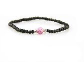 bracelet spinelle noir et strass modèle rose perle