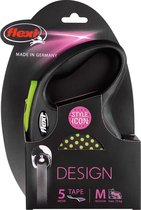 Flexi Design Tape - Hondenriem - Zwart/Groen - M - 5 m  - (<25 kg)